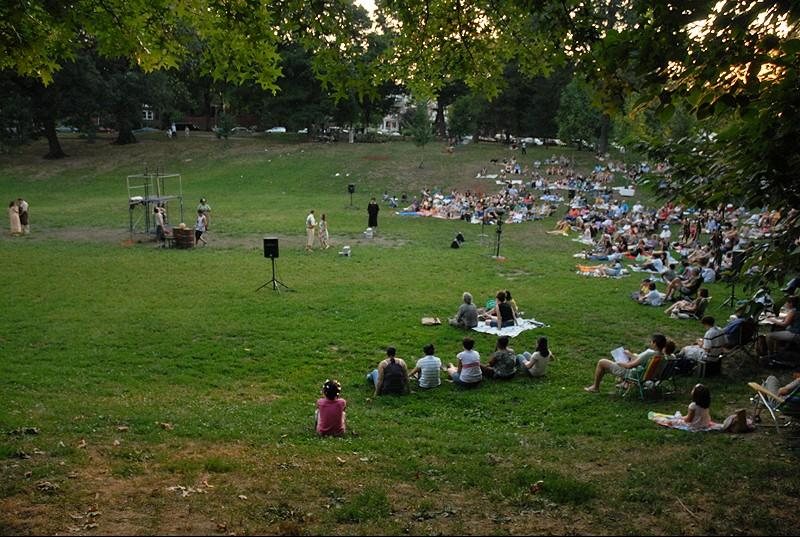 the farmers market and lawn at Clark Park in West Philadelphia