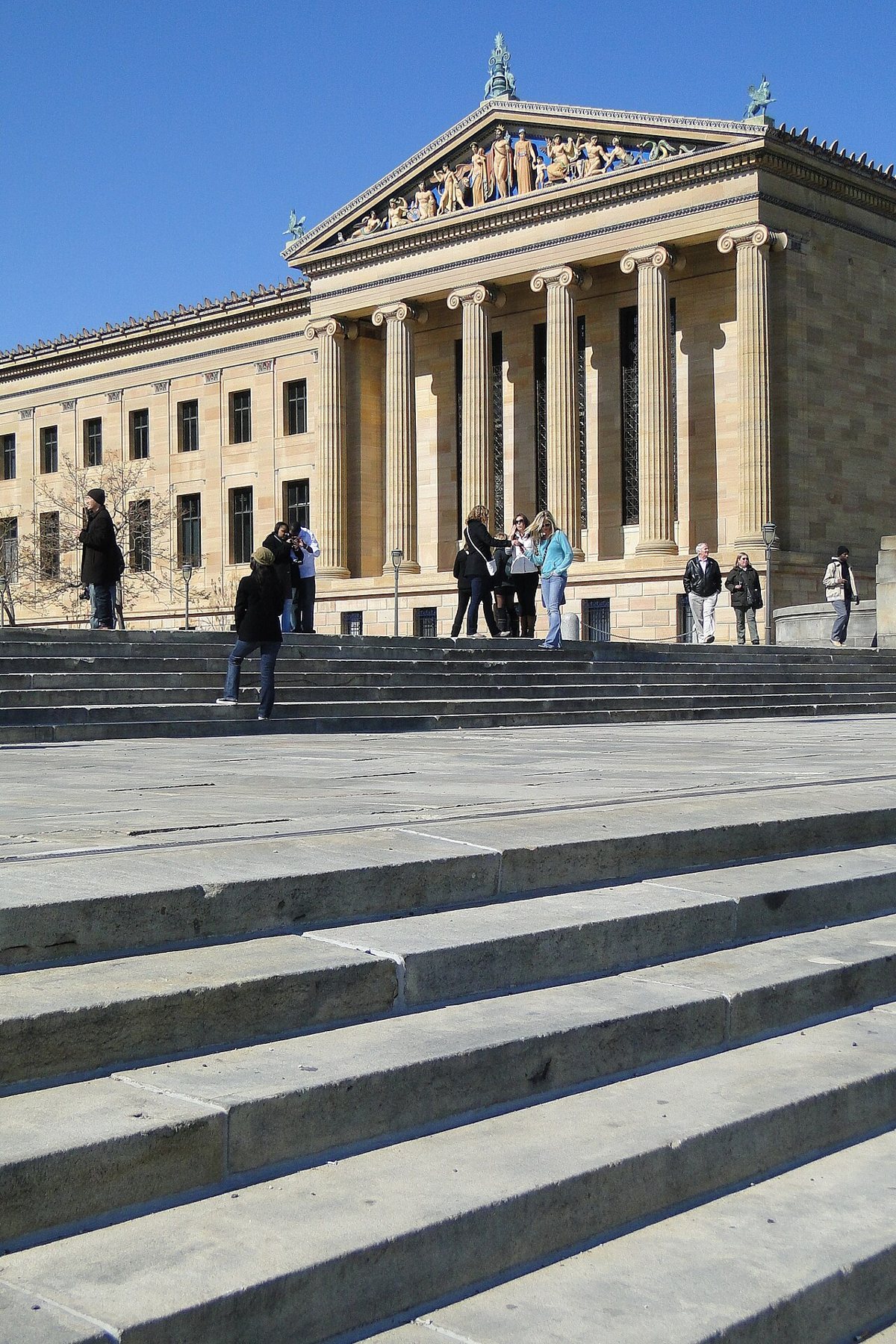 the steps of the Philadelphia Museum of Art in spring